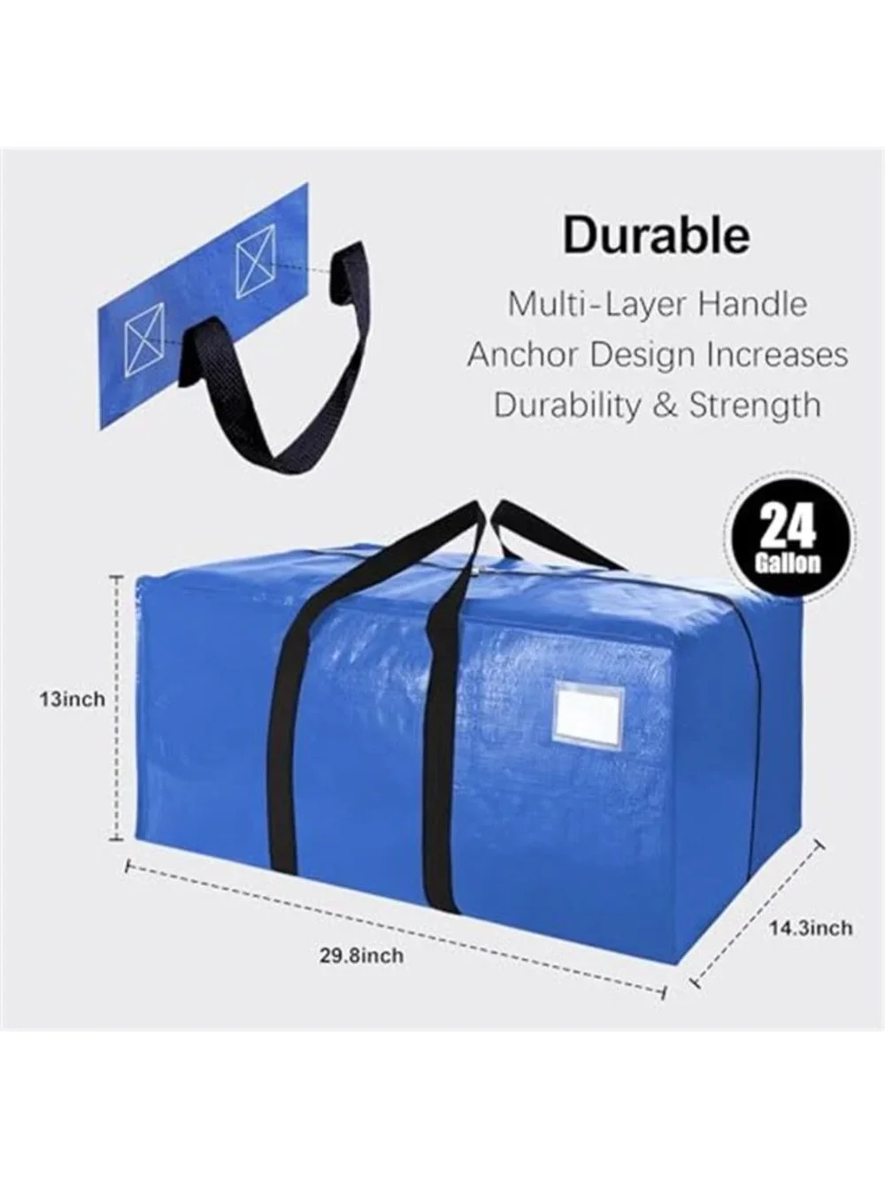 Heavy Duty Extra Large Moving Bags W/Backpack Straps - Strong Handles & Zippers